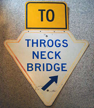 New York Throgs Neck Bridge sign.