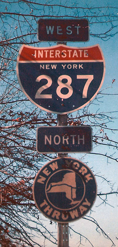 New York - New York Thruway and Interstate 287 sign.