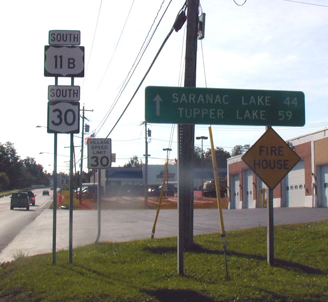 New York - State Highway 30 and U.S. Highway 11 sign.
