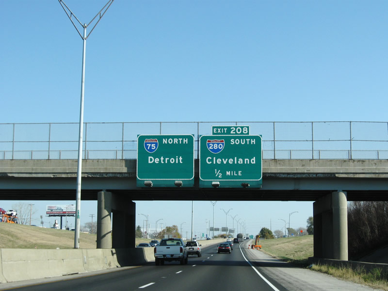 Ohio - Interstate 280 and Interstate 75 sign.