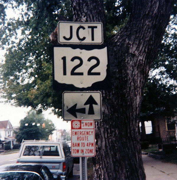 Ohio State Highway 122 sign.