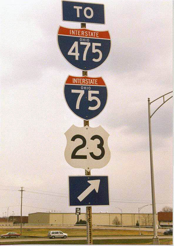 Ohio - Interstate 475, U.S. Highway 23, and Interstate 75 sign.