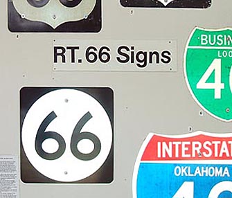 Oklahoma State Highway 66 sign.