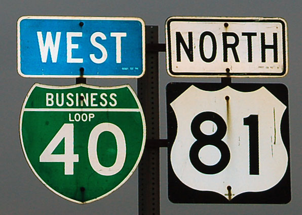 Oklahoma - U.S. Highway 81 and business loop 40 sign.