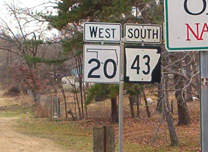 Oklahoma - State Highway 20 and State Highway 43 sign.