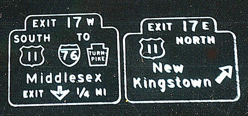 Pennsylvania - Pennsylvania Turnpike, Interstate 76, and U.S. Highway 11 sign.