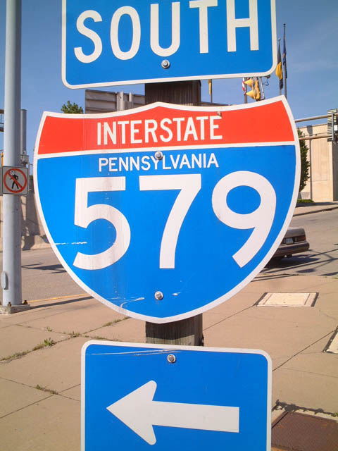 Pennsylvania Interstate 579 sign.