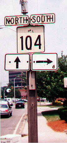 Rhode Island State Highway 104 sign.