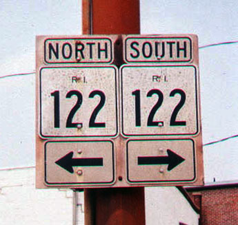Rhode Island State Highway 122 sign.
