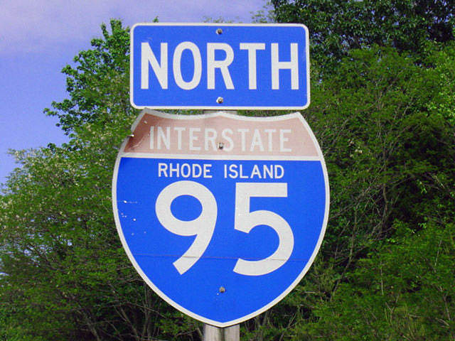 Rhode Island Interstate 95 sign.