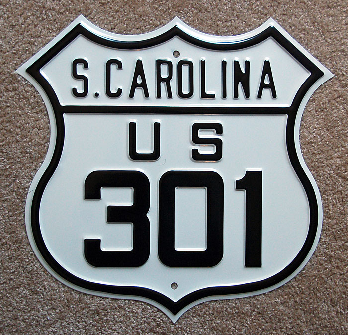 South Carolina U.S. Highway 301 sign.