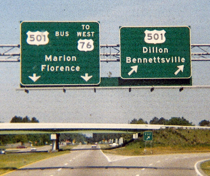South Carolina - U.S. Highway 501 and U.S. Highway 76 sign.