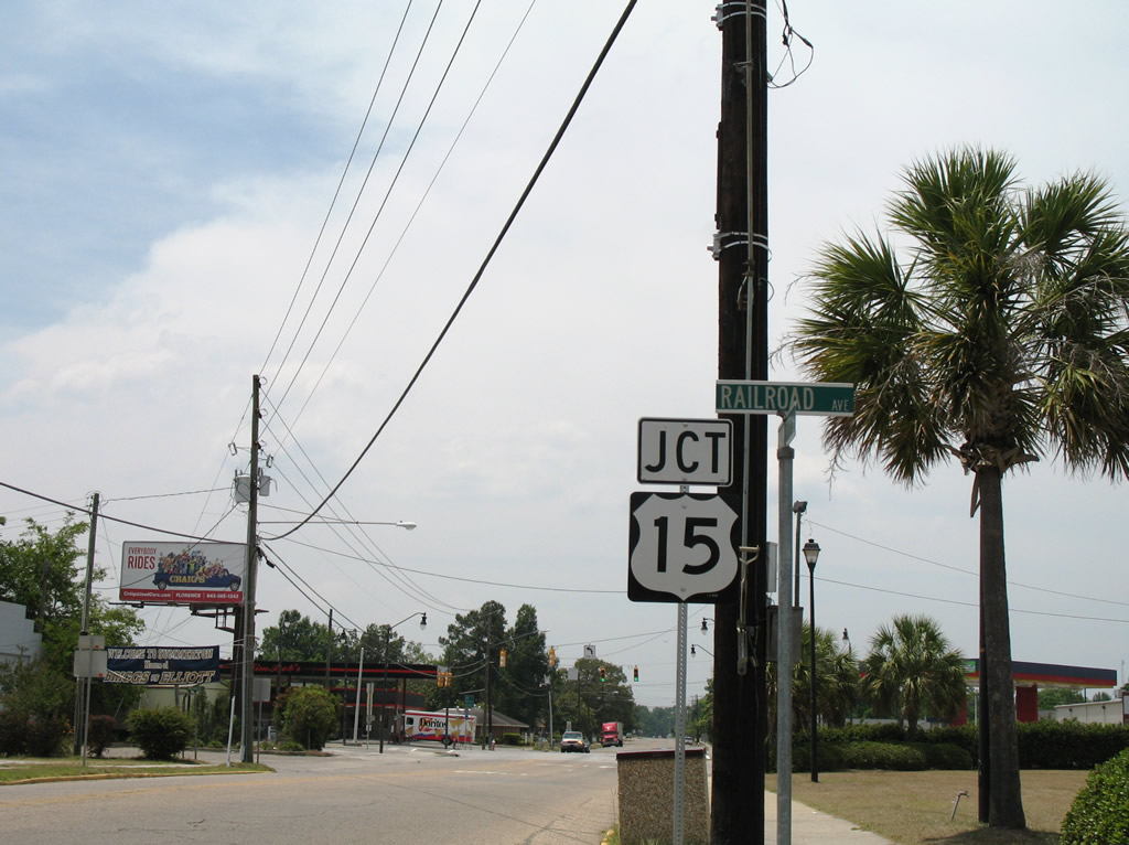 South Carolina U.S. Highway 15 sign.