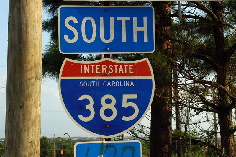 South Carolina Interstate 385 sign.