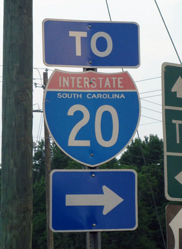 South Carolina Interstate 20 sign.