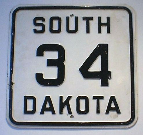 South Dakota State Highway 34 sign.