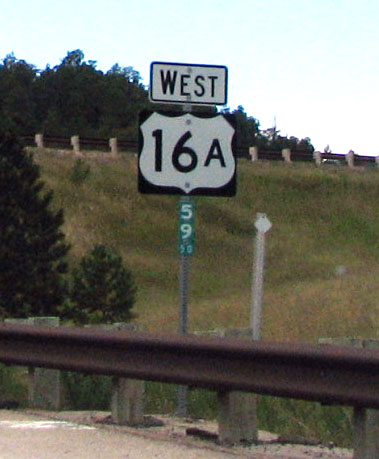 South Dakota U.S. Highway 16 sign.