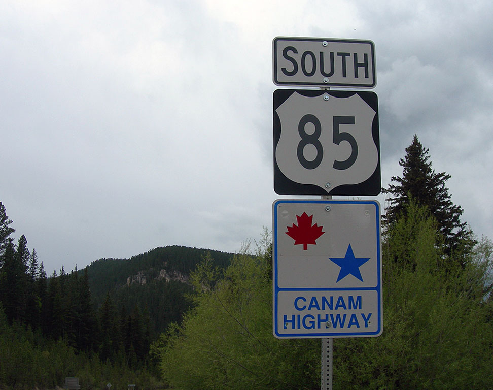 South Dakota - Canam Highway and U.S. Highway 85 sign.