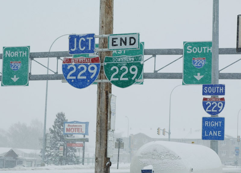 South Dakota - downtown loop 229 and Interstate 229 sign.