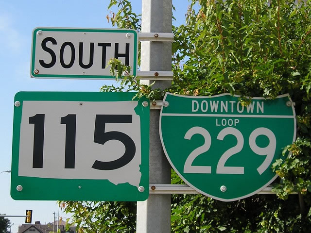South Dakota - State Highway 115 and Interstate 229 sign.