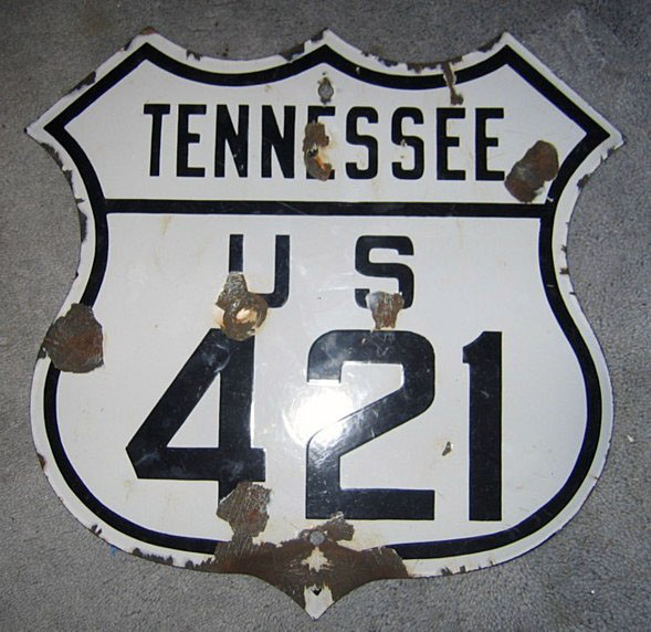 Tennessee U.S. Highway 421 sign.