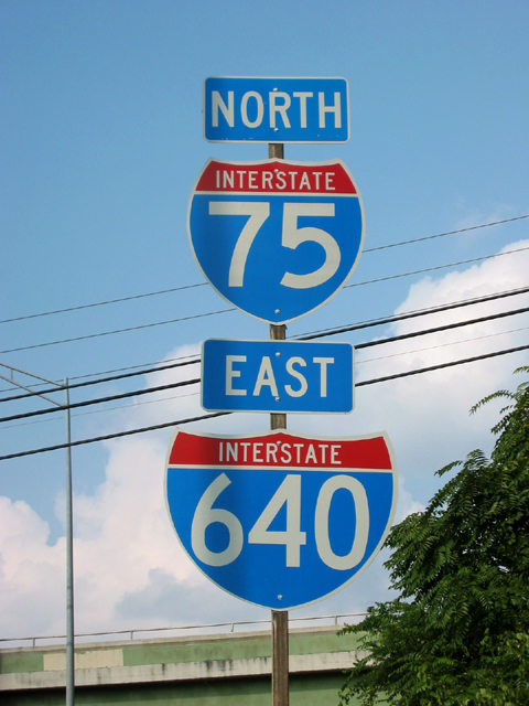 Tennessee - Interstate 640 and Interstate 75 sign.
