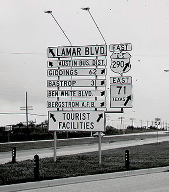 Texas - State Highway 71 and U.S. Highway 290 sign.