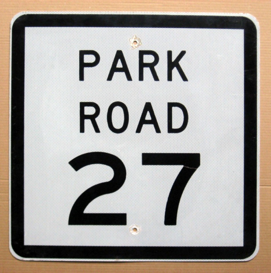 Texas park road 27 sign.