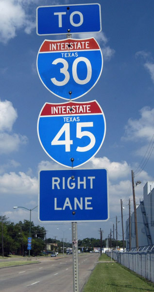 Texas - Interstate 45 and Interstate 30 sign.
