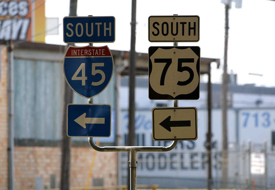 Texas - Interstate 45 and U.S. Highway 75 sign.