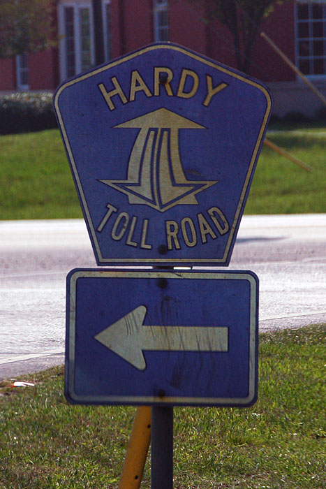 Texas Hardy Toll Road sign.
