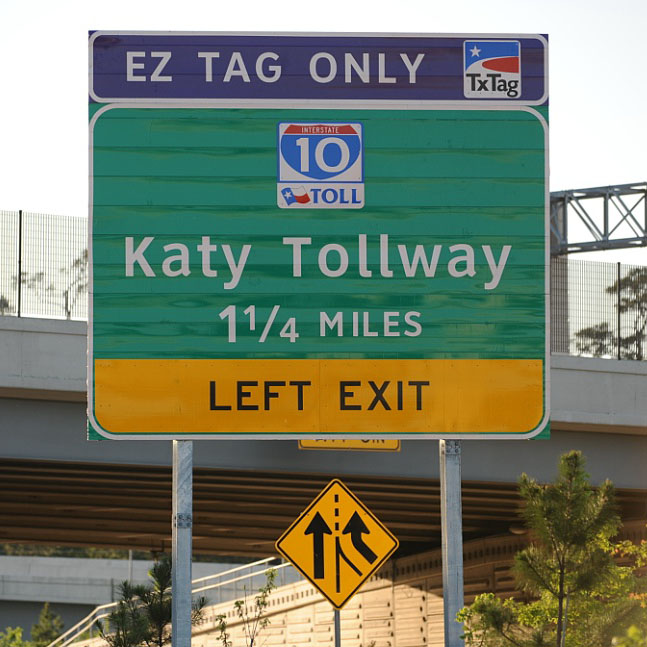 Texas toll interstate highway 10 sign.