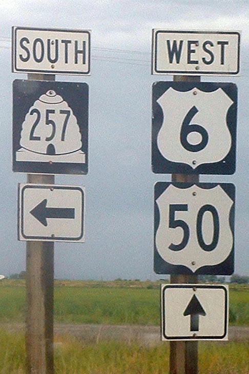 Utah - U.S. Highway 6, U.S. Highway 50, and State Highway 257 sign.