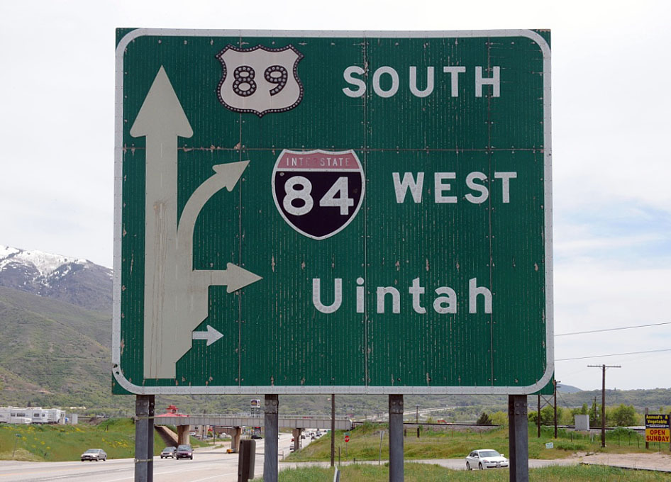 Utah - U.S. Highway 89 and Interstate 84 sign.