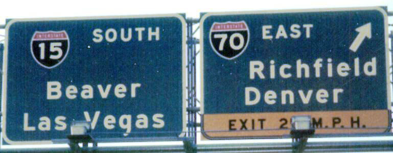 Utah - Interstate 70 and Interstate 15 sign.