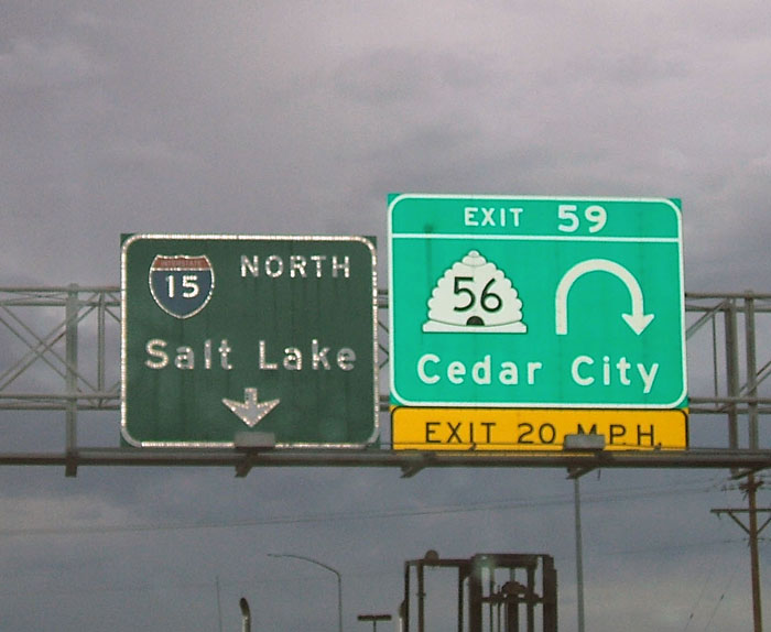 Utah - State Highway 56 and Interstate 15 sign.