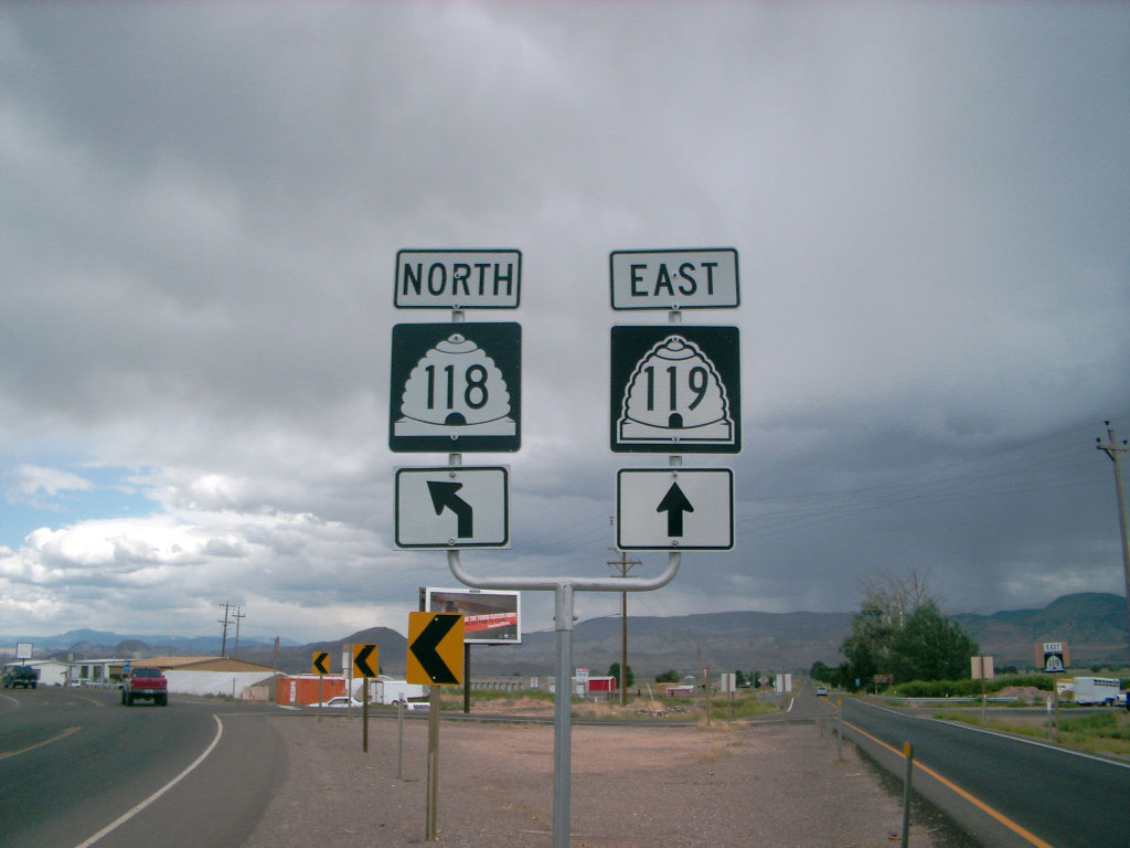 Utah - State Highway 118 and State Highway 119 sign.