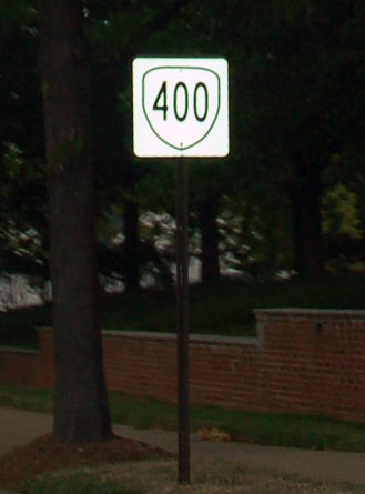 Virginia State Highway 400 sign.