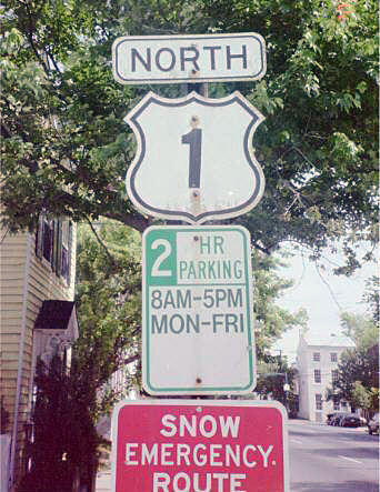 Virginia U.S. Highway 1 sign.