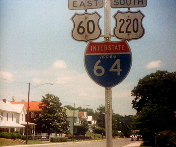 Virginia - Interstate 64, U.S. Highway 220, and U.S. Highway 60 sign.