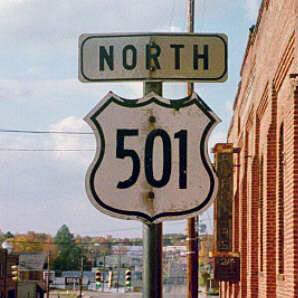 Virginia U.S. Highway 501 sign.