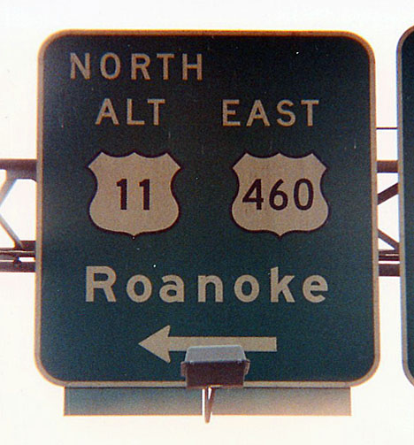 Virginia - U.S. Highway 460 and U.S. Highway 11 sign.