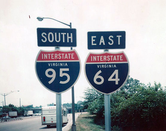 Virginia - Interstate 64 and Interstate 95 sign.