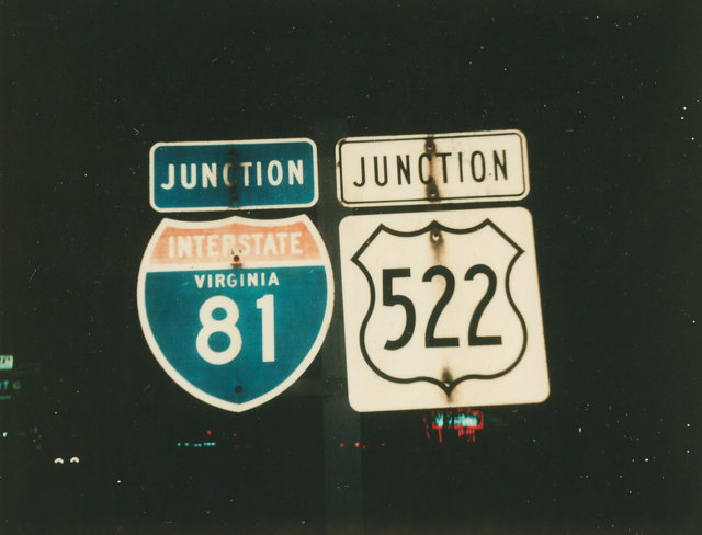 Virginia - Interstate 81 and U.S. Highway 522 sign.