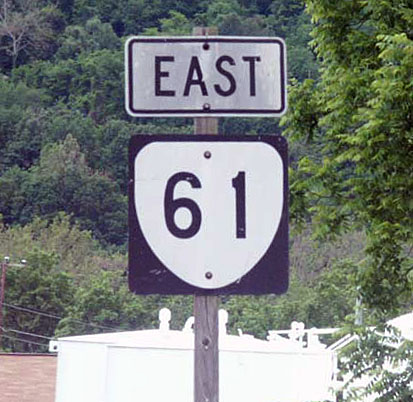 Virginia State Highway 61 sign.