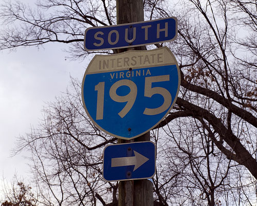 Virginia Interstate 195 sign.