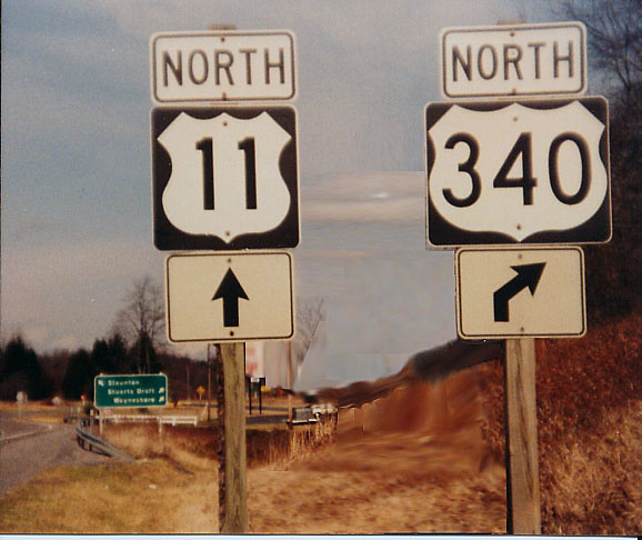 Virginia - U.S. Highway 340 and U.S. Highway 11 sign.
