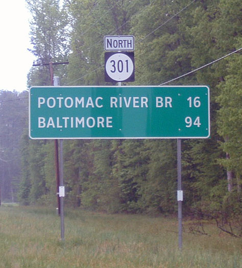 Virginia state secondary highway 301 sign.
