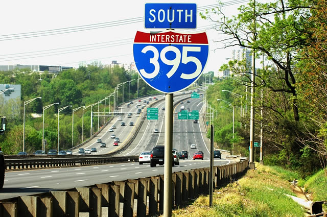 Virginia Interstate 395 sign.