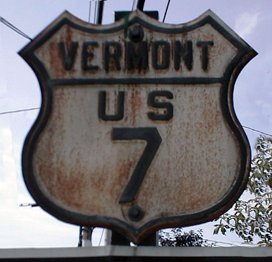 Vermont U.S. Highway 7 sign.